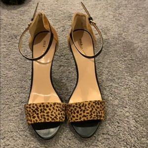 Leopard and black strappy heels